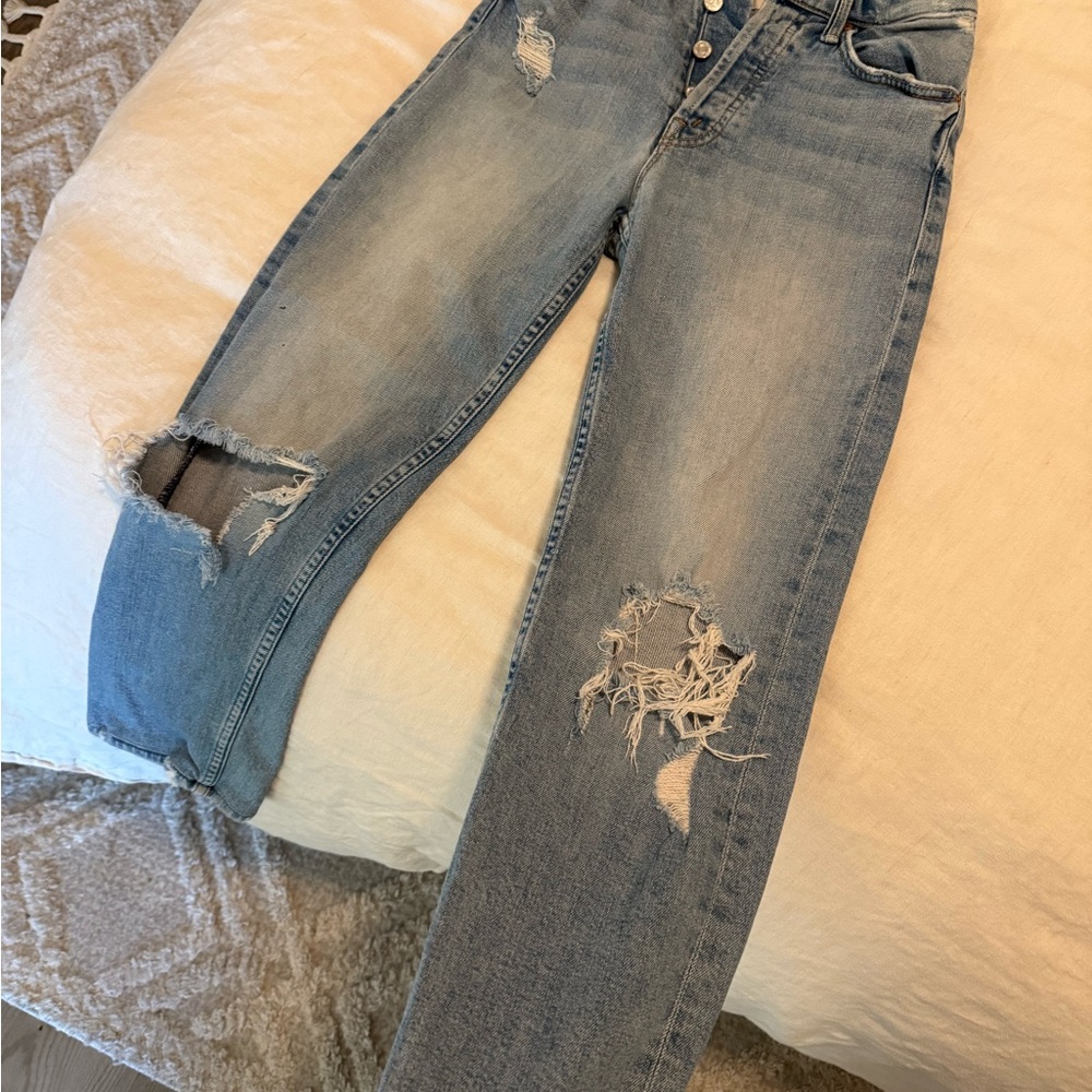 Distressed Blue Jeans